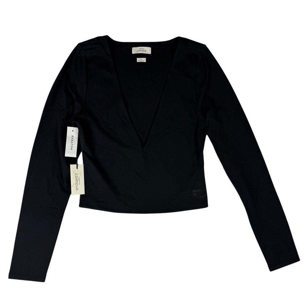 Babaton Contour V-Neck Long sleeve Top - Black, Size M, NWT